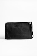 Pochette Uma Heart - Pochette noire femme en cuir.