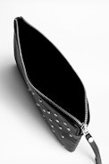 Pochette Uma Heart - Pochette noire femme en cuir.