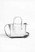 Tasche Candide Nano Zip - Kleine weiße Damentasche aus Glattleder.