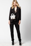 Tasche Candide Nano Zip - Kleine weiße Damentasche aus Glattleder.