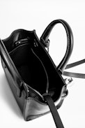 Bolso Candide Nano Zip - Bolso pequeño negro de piel lisa para mujer.