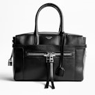 Montaigne Zip Bag - Women's black bag in smooth leather.