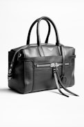 Montaigne Zip Bag - Women's black bag in smooth leather.