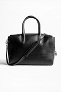 Montaigne Zip Bag - Women's black bag in smooth leather.