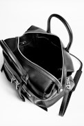 Montaigne Zip Bag - Women's black bag in smooth leather.