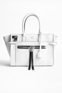 Candide Medium Zip Bag - Women's white bag in smooth leather.