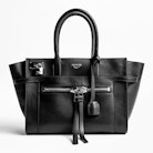 Sac Candide Medium Zip - Sac noir femme en cuir lisse.