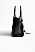 Sac Candide Medium Zip - Sac noir femme en cuir lisse.