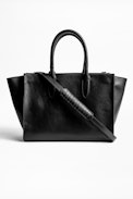 Sac Candide Medium Zip - Sac noir femme en cuir lisse.