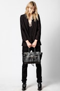 Sac Candide Medium Zip - Sac noir femme en cuir lisse.