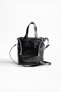 Tasche Bianca Nano Crush - Kleiner schwarzer Damenshopper aus Leder.