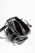 Tasche Bianca Nano Crush - Kleiner schwarzer Damenshopper aus Leder.