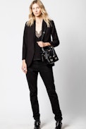 Tasche Bianca Nano Crush - Kleiner schwarzer Damenshopper aus Leder.