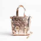 Bianca Nano Crush Bag - Women's mini black tote in metallic leather.