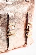Bianca Nano Crush Bag - Women's mini black tote in metallic leather.