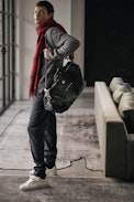 Tasche Jamie Biker - Schwarze Herren-Reisetasche aus Leder.