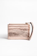 ZV Crush Metal Card Case - Women's metallic leather card case.