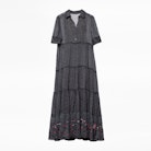 Kleid Rapidel Print Flow - Bedrucktes Kleid mit Stickerei und Perlen.