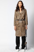 Minty Leo Coat - Women's leopard coat in leather