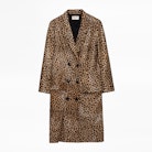 Minty Leo Coat - Women's leopard coat in leather