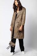 Minty Leo Coat - Women's leopard coat in leather