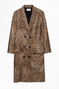 Minty Leo Coat - Women's leopard coat in leather