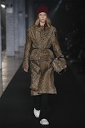 Minty Leo Coat - Women's leopard coat in leather