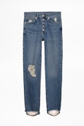 Eagle Destroy Jeans - Women's straight cut, distressed jeans.