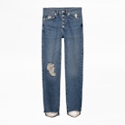 Eagle Destroy Jeans - Women's straight cut, distressed jeans.