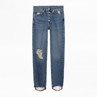 Vaquero Eagle Destroy - Vaquero recto para mujer con efecto rasgado.