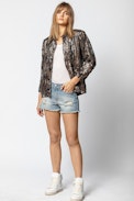 Kim Sequins Camou Parka - Women’s khaki parka in sequins.