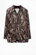 Kim Sequins Camou Parka - Women’s khaki parka in sequins.