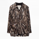 Kim Sequins Camou Parka - Women’s khaki parka in sequins.