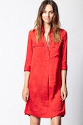 Roa Satin Dress - Women’s shirt dress.