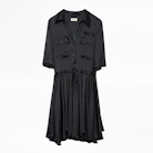 Robe Ranili Satin - Robe courte noire femme.
