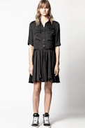 Robe Ranili Satin - Robe courte noire femme.