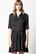 Robe Ranili Satin - Robe courte noire femme.