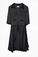 Robe Ranili Satin - Robe courte noire femme.