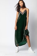 Robe Risty Velvet - Robe longue en dentelle et en soie mélangée.