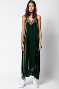 Robe Risty Velvet - Robe longue en dentelle et en soie mélangée.