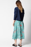 June Daisy Silk Skirt - Long printed skirt.