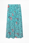 June Daisy Silk Skirt - Long printed skirt.