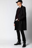 Mendel Velvet Coat - Men's black coat.