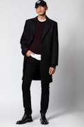 Mendel Velvet Coat - Men's black coat.