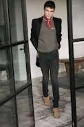 Mendel Velvet Coat - Men's black coat.