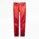Phlame Metal Pants - Women’s metallic red pants.