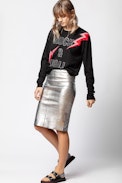 Jupe Jaden Silver - Jupe argenté en cuir.