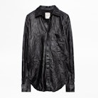 Tais Cuir Froisse Shirt - Black leather shirt.