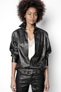 Tais Cuir Froisse Shirt - Black leather shirt.