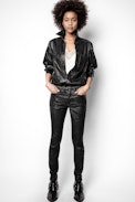 Tais Cuir Froisse Shirt - Black leather shirt.